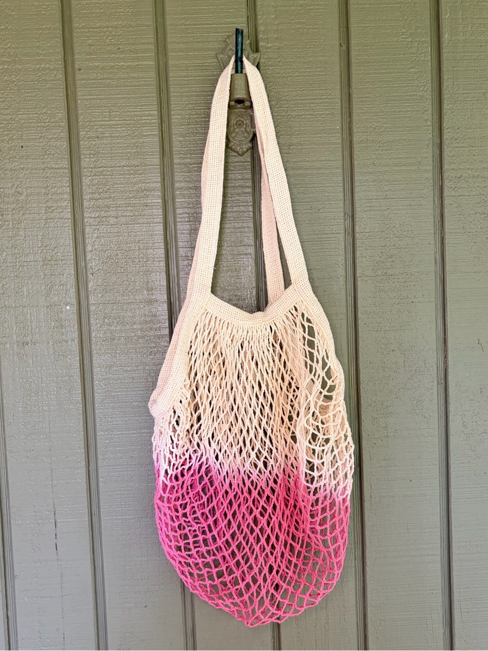 Camp Collection Dip Dye Market Tote Bag Pink Ombre Mesh Beach Purse FFF EUC